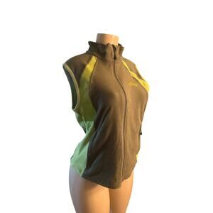 Women 40 L Moorhead Green Fleece Vest Full Zip Hike Camp Outdoor German